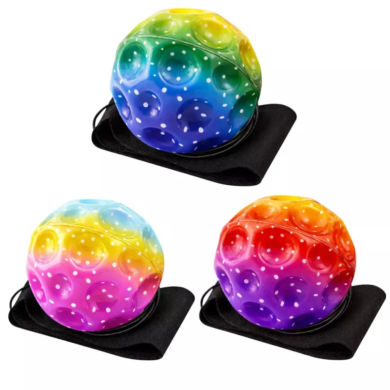 LEAN TOYS Bouncy Ball on Elastic Band, Sensory, with Dimples, Colorful, 6 cm