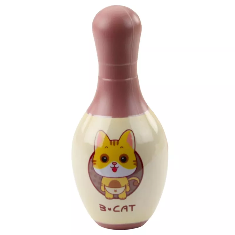 LEAN TOYS Bowling Set with Cats for Kids 10 Bowling Pins 2 Colored Balls