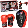 LEAN TOYS 2-in-1 Muay Thai Boxing Training Set with Gloves and Focus Mitts, Black