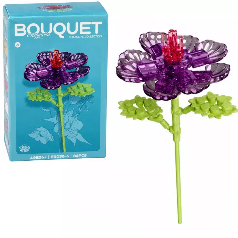 LEAN TOYS Building Blocks Single Flower With Stem Colorful Mix 71-106 Pieces
