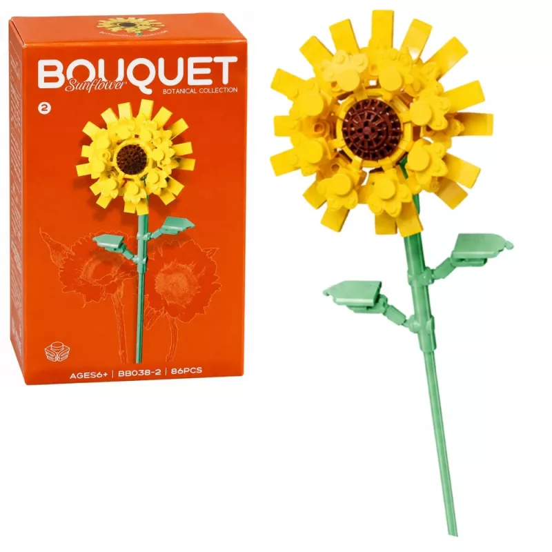 LEAN TOYS Building Blocks Single Flower With Stem Colorful Mix 71-106 Pieces