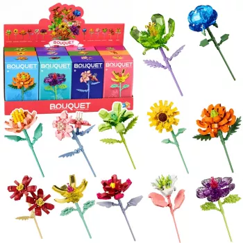 LEAN TOYS Building Blocks Single Flower With Stem Colorful Mix 71-106 Pieces