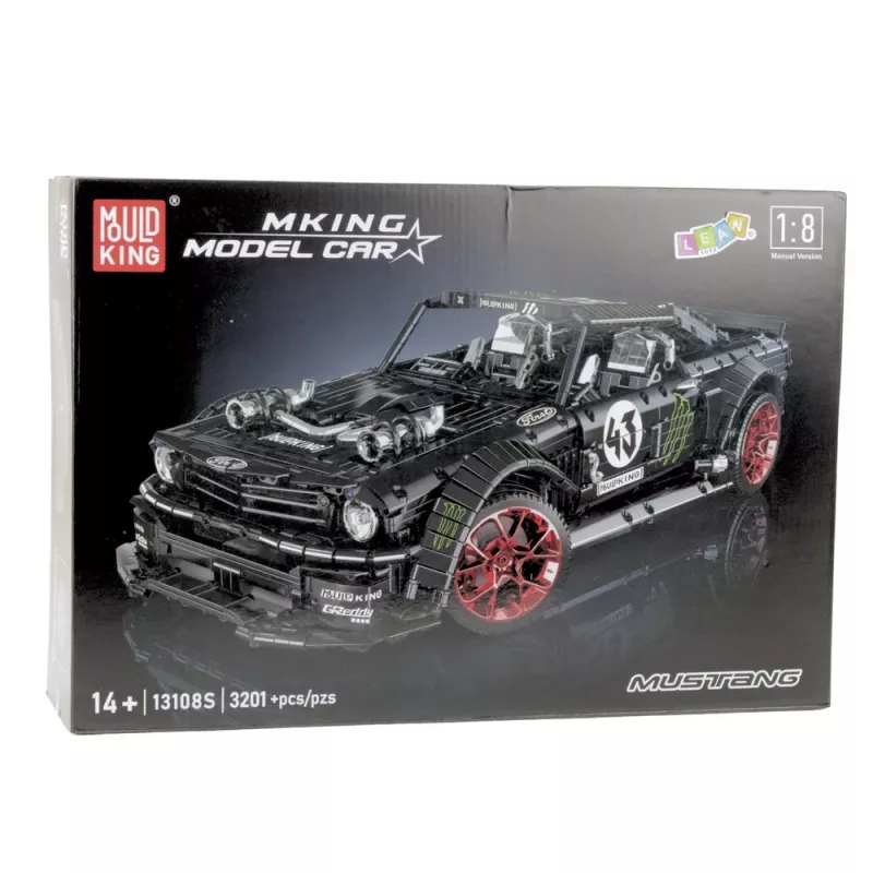 LEAN TOYS Building Blocks Sports Car Mustang Hoonicorn V2 Set - 3201 Pieces, 1:8 Scale, ABS Plastic