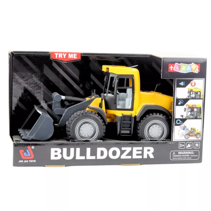 LEAN TOYS Bulldozer Construction Excavator with Lights, Sounds and Moving Bucket – Yellow