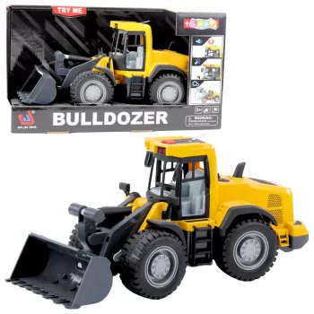 LEAN TOYS Bulldozer Construction Excavator with Lights, Sounds and Moving Bucket – Yellow