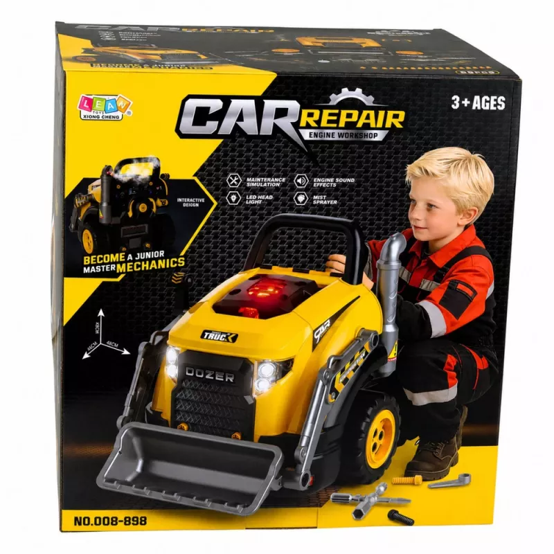 LEAN TOYS Bulldozer Excavator Take Apart Toy - Little Handyman with Lights, Sounds and Steam Effect (3+ Years)