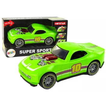 LEAN TOYS Car 1:14 Green Sports Sound Lights Vehicle