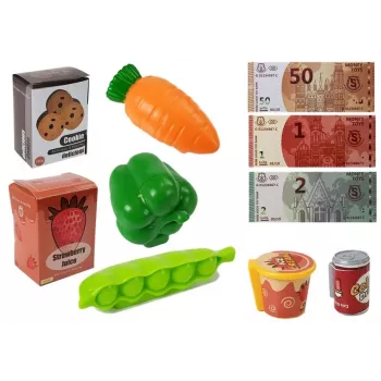 LEAN TOYS Cash Register Shop Kit with Microphone Sound Terminal – Interactive Playset for Kids 3+
