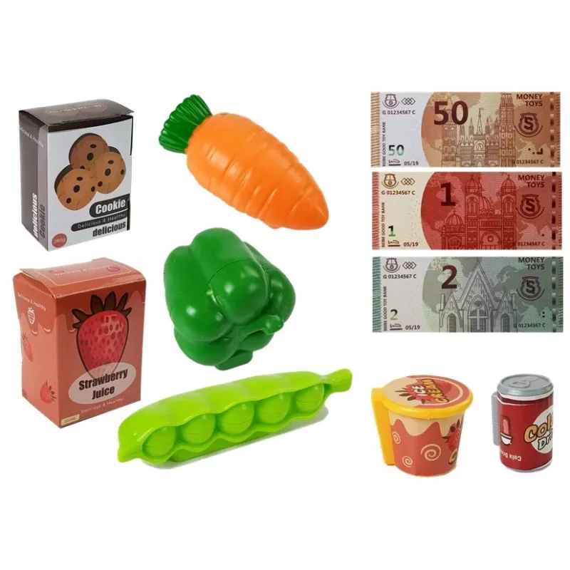 LEAN TOYS Cash Register Shop Kit with Microphone Sound Terminal – Interactive Playset for Kids 3+