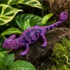 LEAN TOYS Chameleon Rubber Figurine Stretchable Realistic Purple Reptile 14 cm