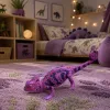 LEAN TOYS Chameleon Rubber Figurine Stretchable Realistic Purple Reptile 14 cm