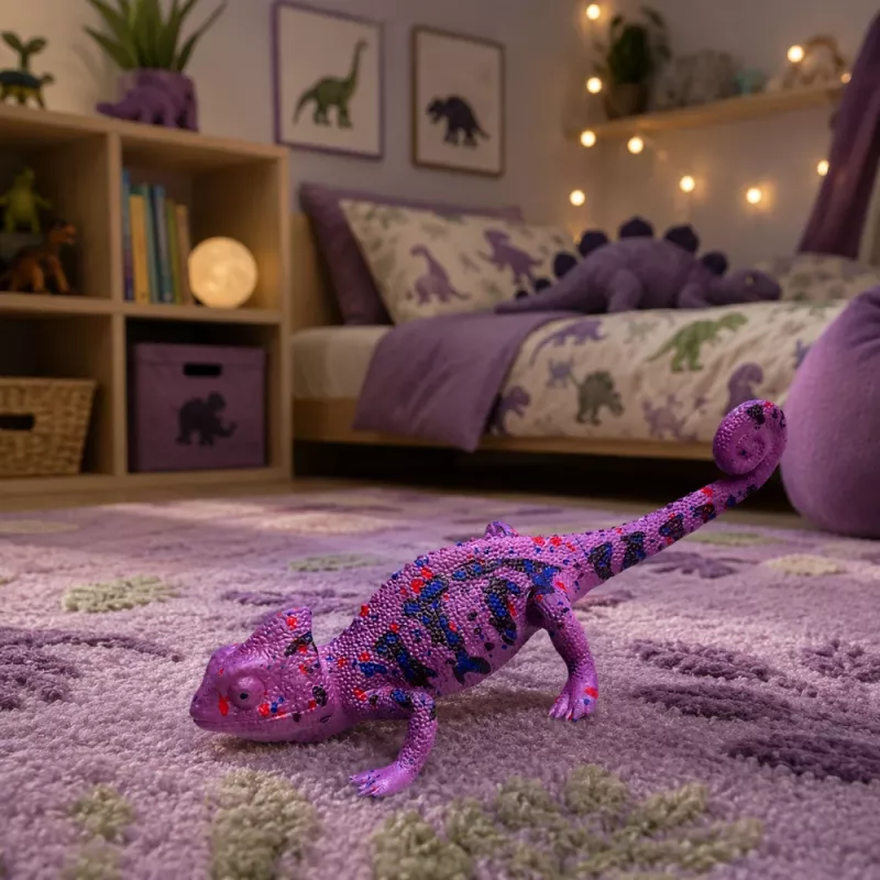 LEAN TOYS Chameleon Rubber Figurine Stretchable Realistic Purple Reptile 14 cm