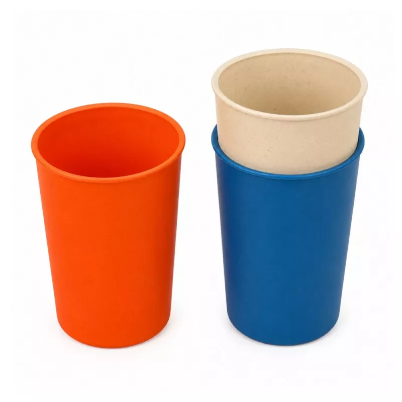 LEAN TOYS Children's Bamboo Fiber Tableware Set, Blue and Orange, 15 pcs.
