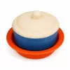 LEAN TOYS Children's Bamboo Fiber Tableware Set, Blue and Orange, 15 pcs.