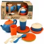LEAN TOYS Children's Bamboo Fiber Tableware Set, Blue and Orange, 15 pcs.