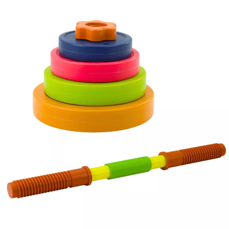 LEAN TOYS Children's Barbell, Non-slip Foam, 8 Plates, Plastic, Colorful