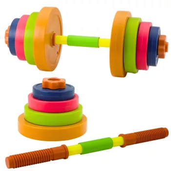 LEAN TOYS Children's Barbell, Non-slip Foam, 8 Plates, Plastic, Colorful