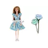 LEAN TOYS Children's Doll Emily Spring Long Hair Blue Flower Dress