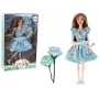 LEAN TOYS Children's Doll Emily Spring Long Hair Blue Flower Dress