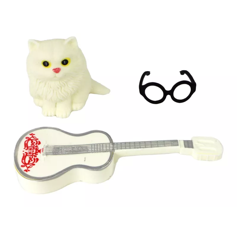 LEAN TOYS Children's Doll Emily with Guitar, Glasses, Long Blonde Hair, and Kitten