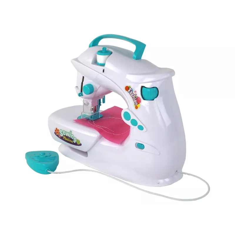 Lean Toys Children's Sewing Machine for Kids - White, Battery Operated, Realistic Toy with Foot Pedal and LED Light