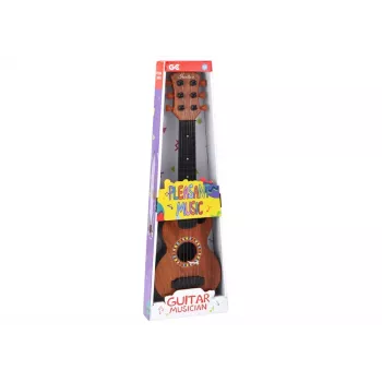 LEAN TOYS Children's Toy Guitar with Brown Wood Finish and Pick, 6 Nylon Strings, Acoustic, Ages 3+