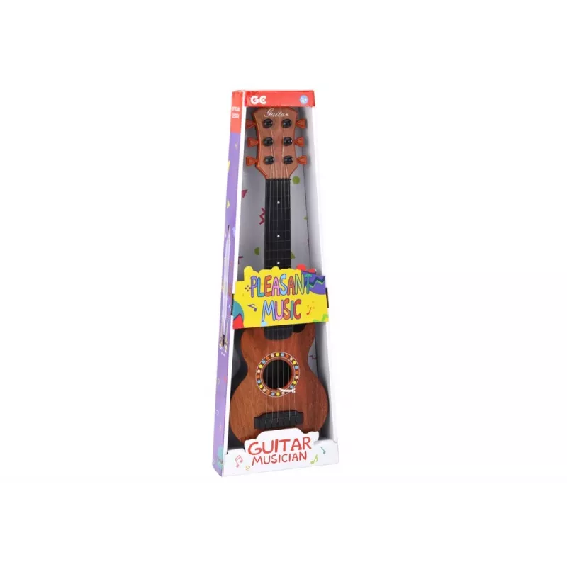 LEAN TOYS Children's Toy Guitar with Brown Wood Finish and Pick, 6 Nylon Strings, Acoustic, Ages 3+