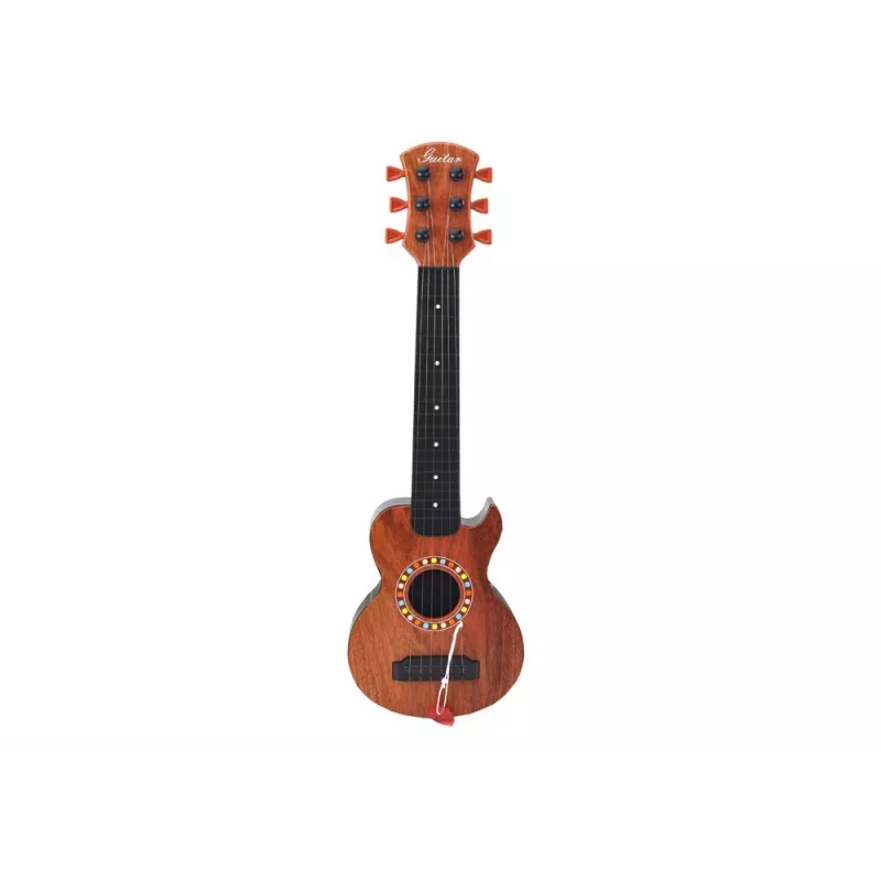 LEAN TOYS Children's Toy Guitar with Brown Wood Finish and Pick, 6 Nylon Strings, Acoustic, Ages 3+