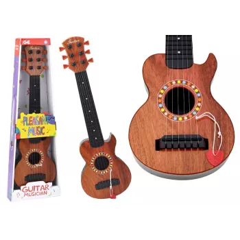 LEAN TOYS Children's Toy Guitar with Brown Wood Finish and Pick, 6 Nylon Strings, Acoustic, Ages 3+