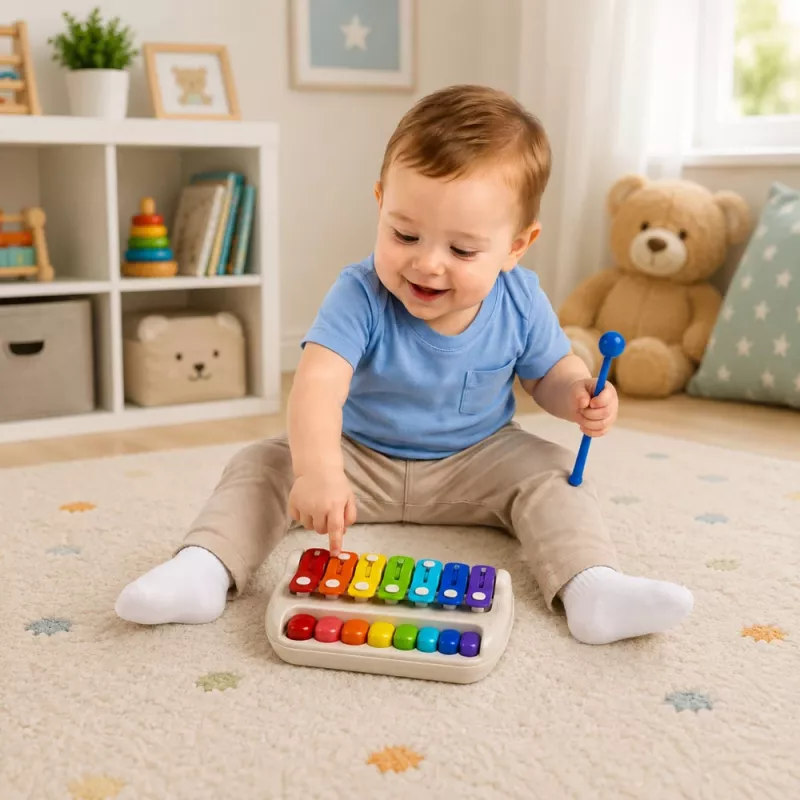 LEAN TOYS Children's Xylophone Piano Colorful Musical Instrument 2 in 1 Drumstick