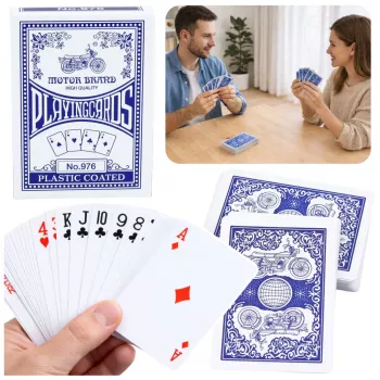 LEAN TOYS Classic Playing Cards Plastic Coating Blue - Poker Size, 54 Cards, Splash-Resistant