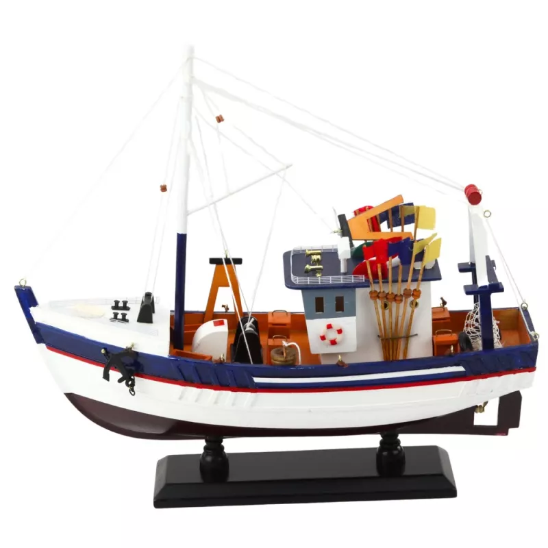LEAN TOYS Collectible Decorative Model Fishing Boat Ship Equipped 37x34cm