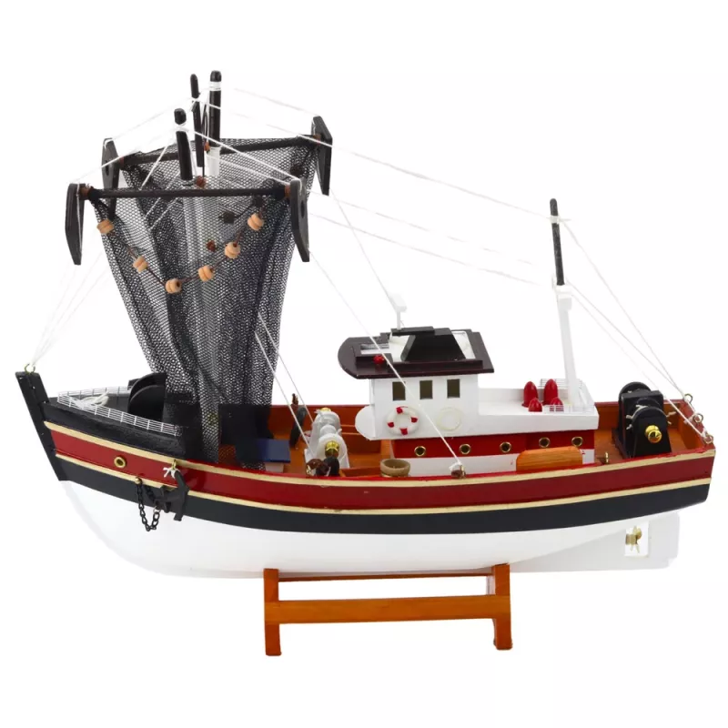 LEAN TOYS Collectible Decorative Ship Fishing Boat Fishing Net Model 38x31cm