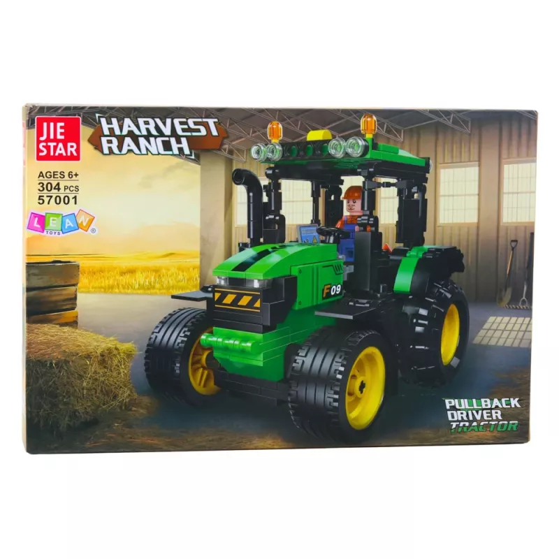 LEAN TOYS Construction Blocks Farm Tractor Agricultural Green 304 pcs