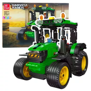 LEAN TOYS Construction Blocks Farm Tractor Agricultural Green 304 pcs