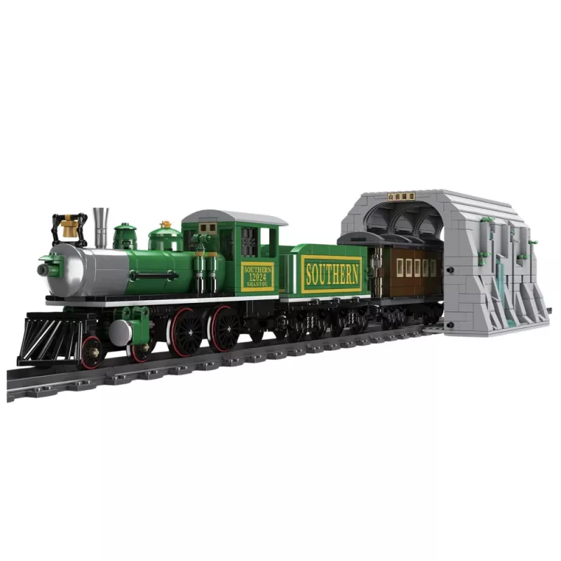LEAN TOYS Construction Blocks Remote Controlled Steam Train RC Green 1212 pcs