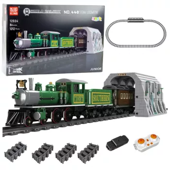 LEAN TOYS Construction Blocks Remote Controlled Steam Train RC Green 1212 pcs