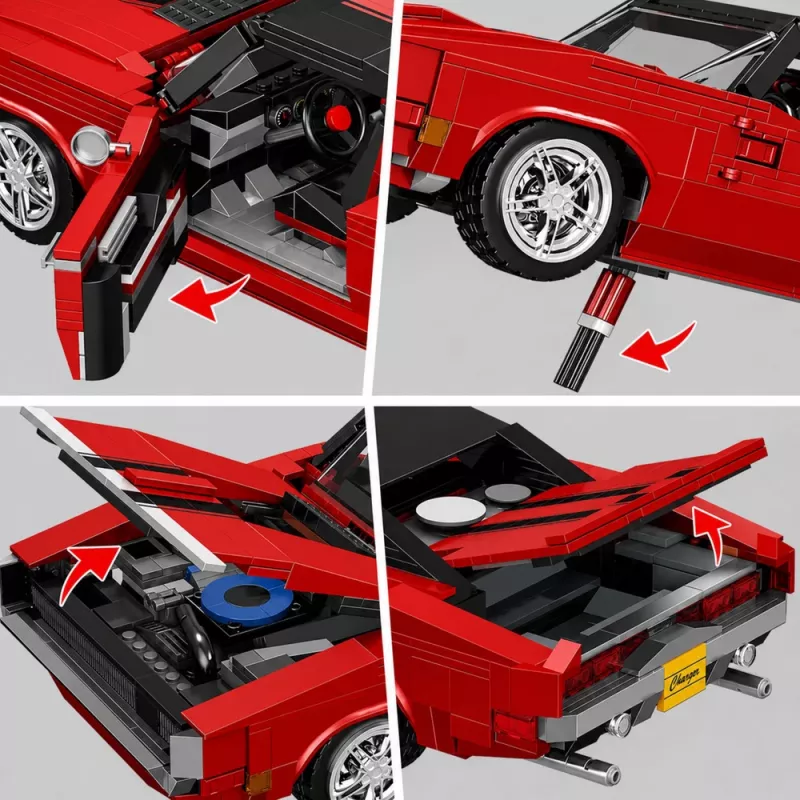 LEAN TOYS Construction Bricks Sports Car Charger Red 1869 pcs.