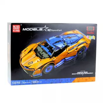 LEAN TOYS Construction Bricks Sports Car RC – Blue and Orange (1883 Pieces, 2.4GHz, 1:8 Scale)