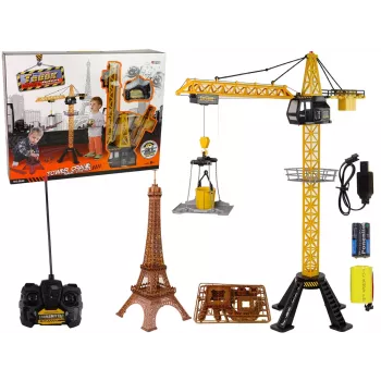 LEAN TOYS Construction Crane Controlled by R/C Remote Control 90 cm High Eiffel Tower Construction