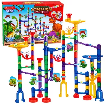 LEAN TOYS Construction Set Ball Track Tunnels Colorful Dinosaurs 192 pcs