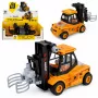 LEAN TOYS Construction Vehicle Forklift With Adjustable Gripper Lights Sounds Yellow 1:43