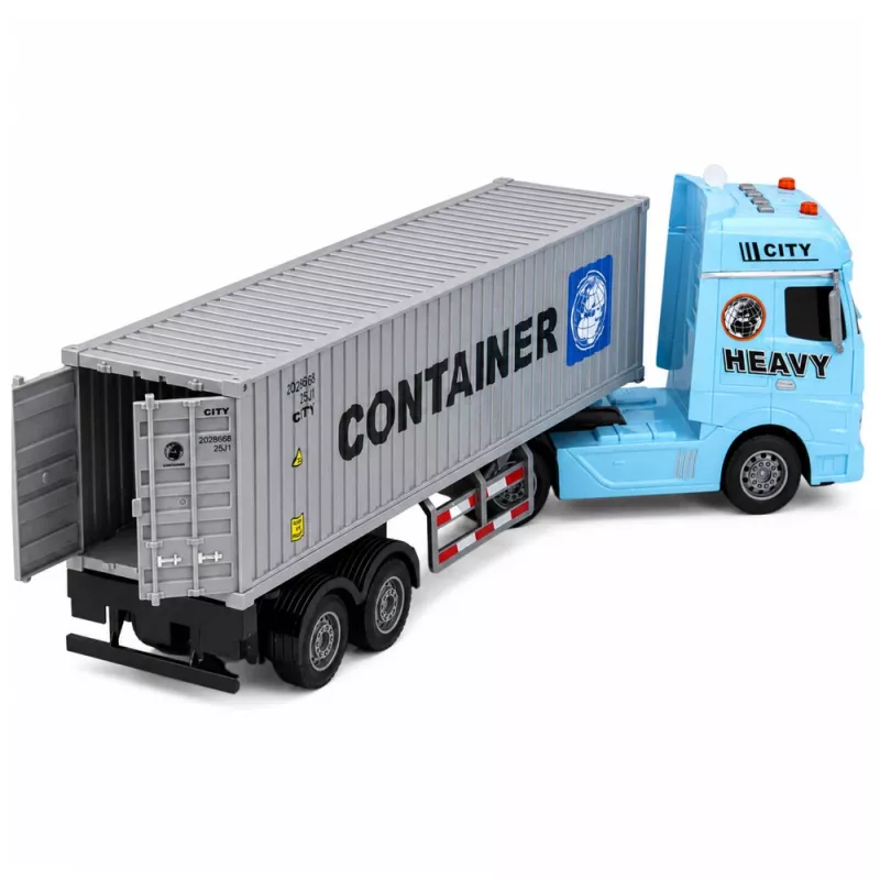 LEAN TOYS Container Truck with Opening Doors, Lights and Sounds – Blue, 54 cm