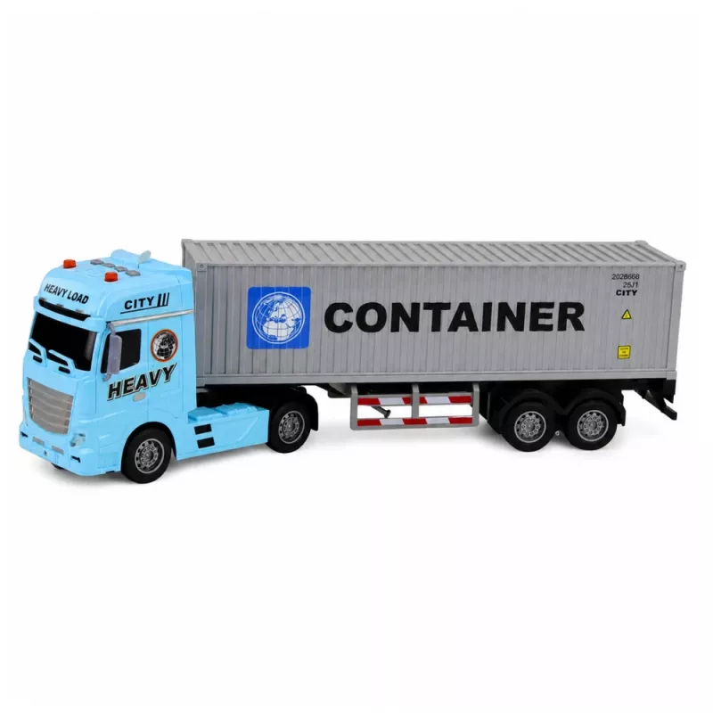 LEAN TOYS Container Truck with Opening Doors, Lights and Sounds – Blue, 54 cm