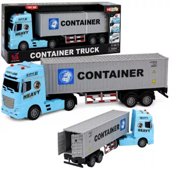 LEAN TOYS Container Truck with Opening Doors, Lights and Sounds – Blue, 54 cm