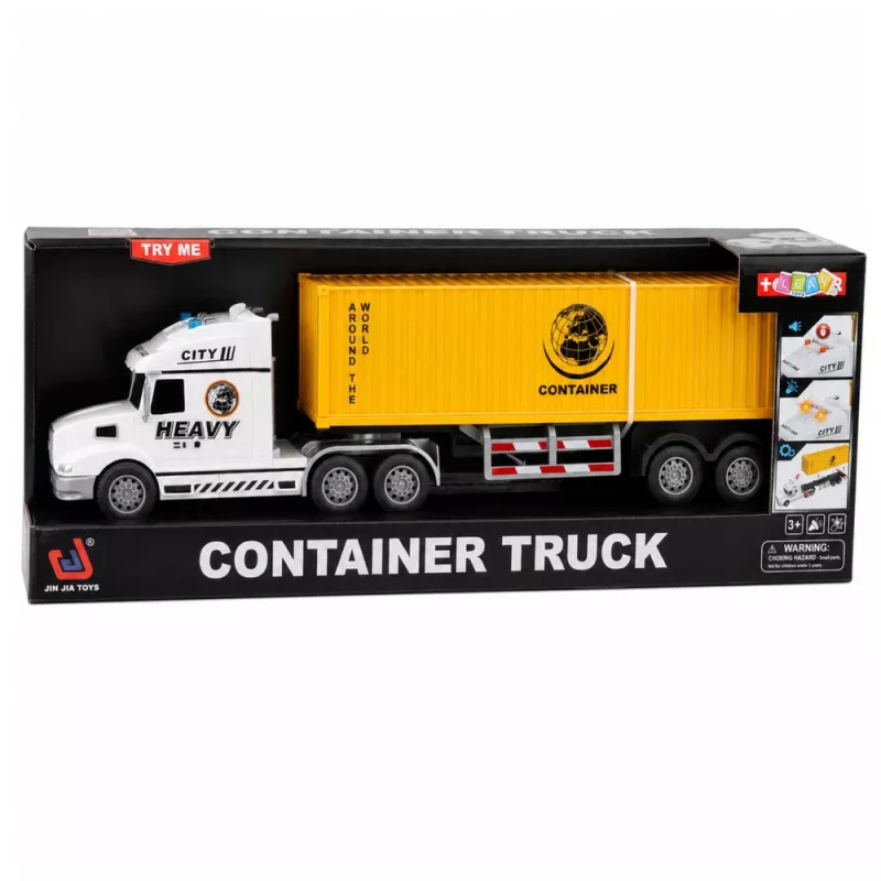 LEAN TOYS Container Truck with Opening Doors Lights and Sounds Yellow 54 cm