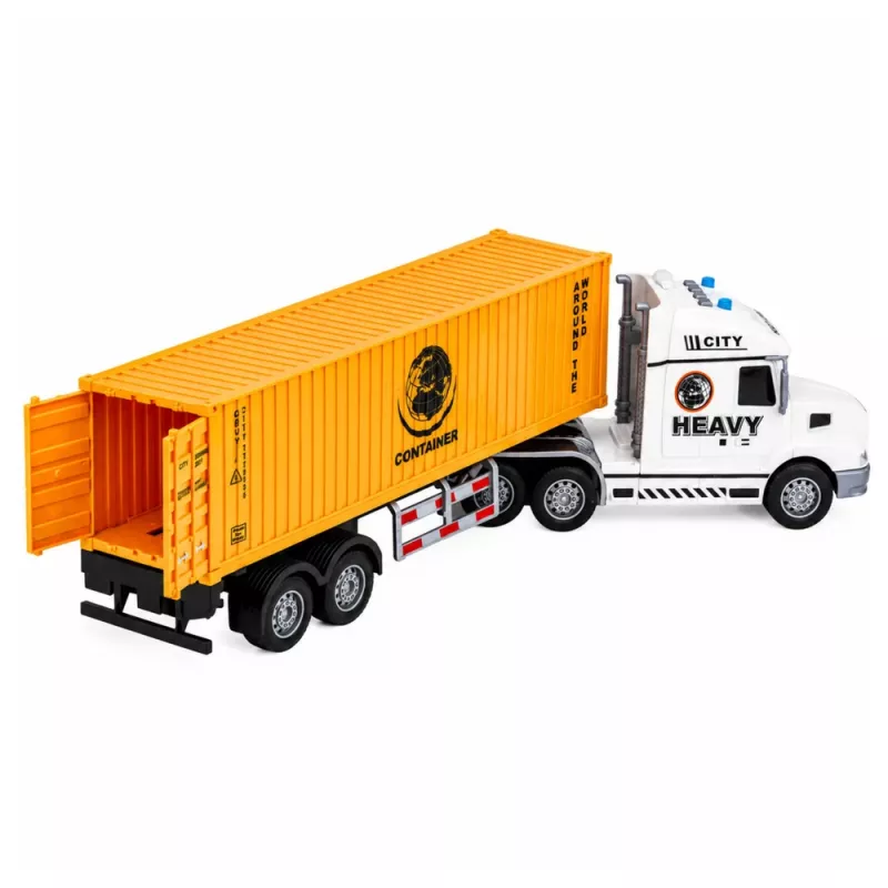 LEAN TOYS Container Truck with Opening Doors Lights and Sounds Yellow 54 cm