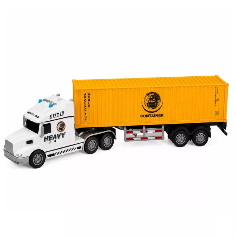 LEAN TOYS Container Truck with Opening Doors Lights and Sounds Yellow 54 cm