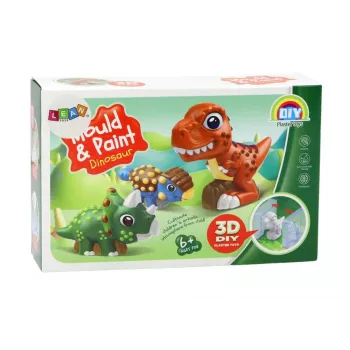 LEAN TOYS Creative Artistic Set Dinosaurs 3D Plaster Paints - Cast & Paint 6 Dinosaur Figures, 6 Molds, 6 Paints, Tools, Ages 5+