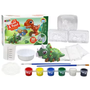 LEAN TOYS Creative Artistic Set Dinosaurs 3D Plaster Paints - Cast & Paint 6 Dinosaur Figures, 6 Molds, 6 Paints, Tools, Ages 5+
